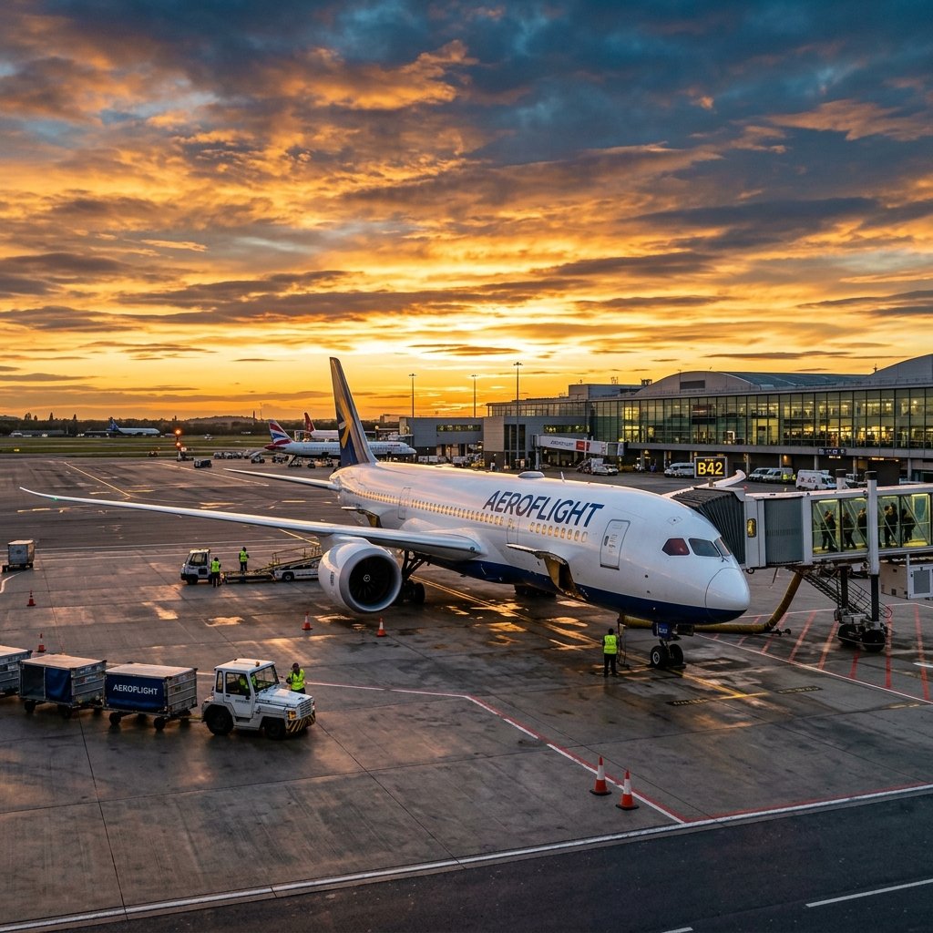 Commercial Jet Airplane at Tarmac